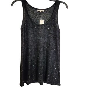 JOAN VASS STUDIO BLACK SPARKLE KNIT TANK NWT SIZE XL